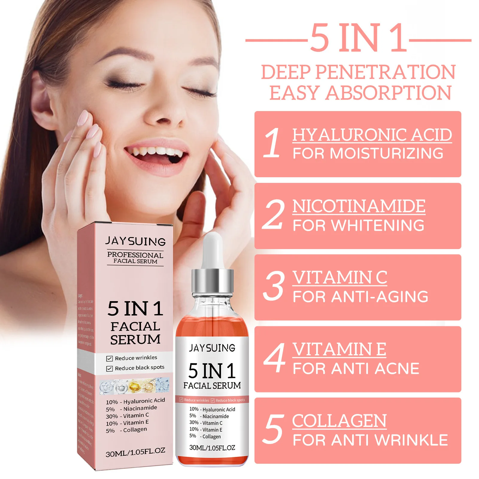 5 In 1 Moisturizing Facial Ser - огляд і ціна Vitamin C Serum